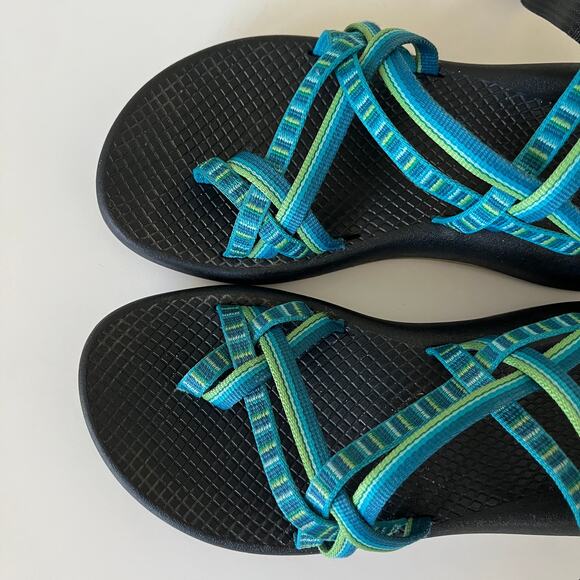 Chaco Z Cloud X2 Women's 7 Striped Blue Green Hiking Sandal Outdoor Water - Picture 3 of 7
